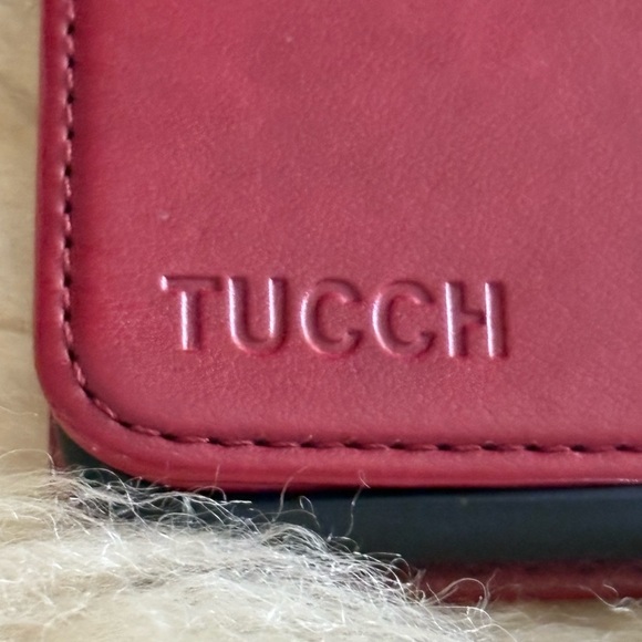 Red Leather Phone Case with Magnetic Closure - Picture 5 of 5